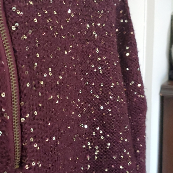 Junarose Burgundy Sequined Sweater - Picture 3 of 6
